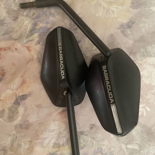 Barracuda Ego B-Lux motorcycle mirrors set like new, black aluminum