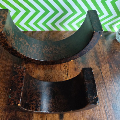 Wooden candle holder used for tealights, set of two bases