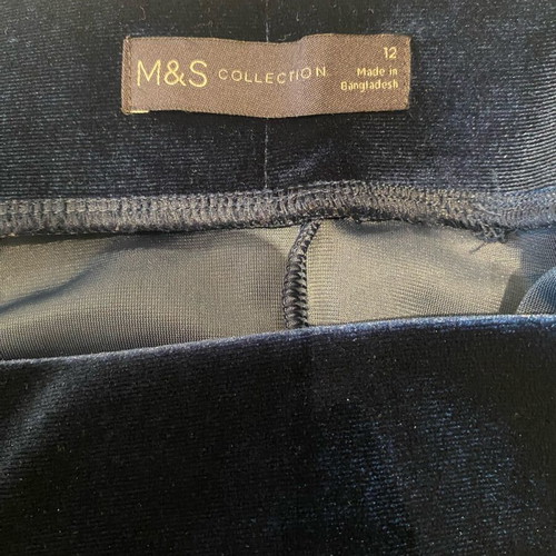 Blue midi skirt M&S like new with velvet look No12