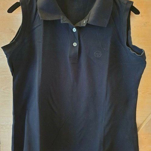 Sergio Tacchini Women's Polo Shirt Sleeveless Black Size L like new