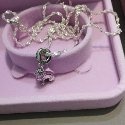 Silver twisted chain with silver lion pendant 925 new