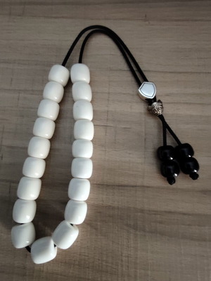 Handmade worry beads with acrylic beads, silver shield and cap