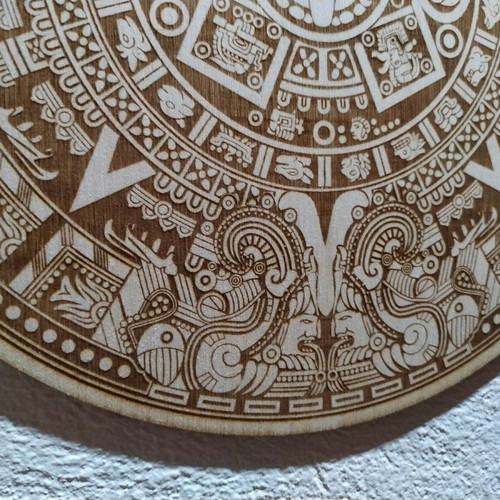 Wooden wall frame Mayan Calendar with laser engraving