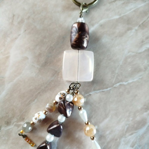 Keychain purse charm new, brown tones