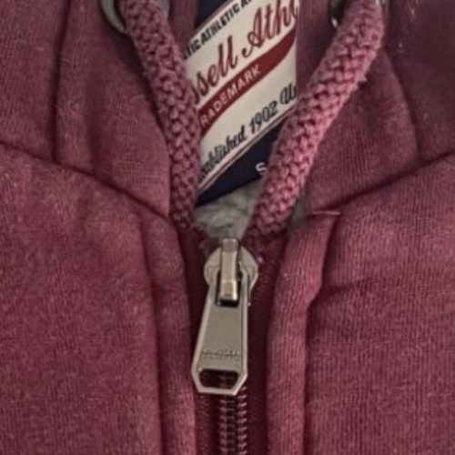 Russell Athletic kids hoodie sweatshirt used, burgundy with zipper