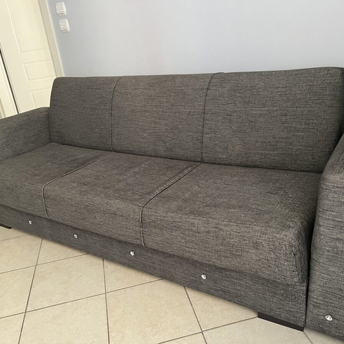 3-seater and 2-seater sofa beds with storage, grey