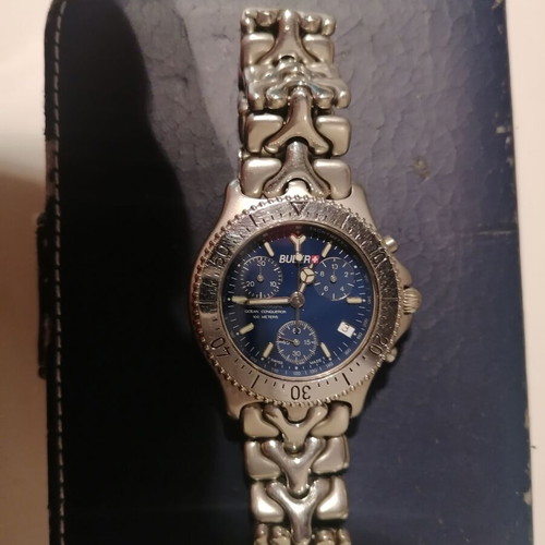 Buler Swiss chronograph watch like new, blue and silver