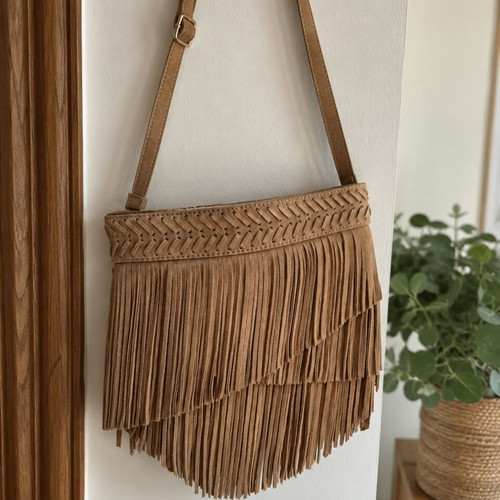 Suede leather shoulder bag