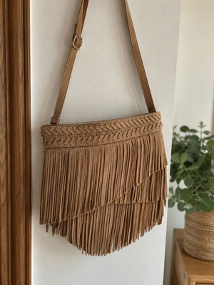 Suede leather shoulder bag