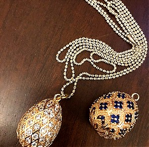 2 Παντατίφ από προσωπική συλλογή,  χειροποίητα: Το Αυγό του Πάσχα!!! σε χρυσό χρώμα με στρας και μακριά αλυσίδα λαιμού  Padatif from personal collection, handmade: Αλλάζουν με την ίδια αλυσίδα.
