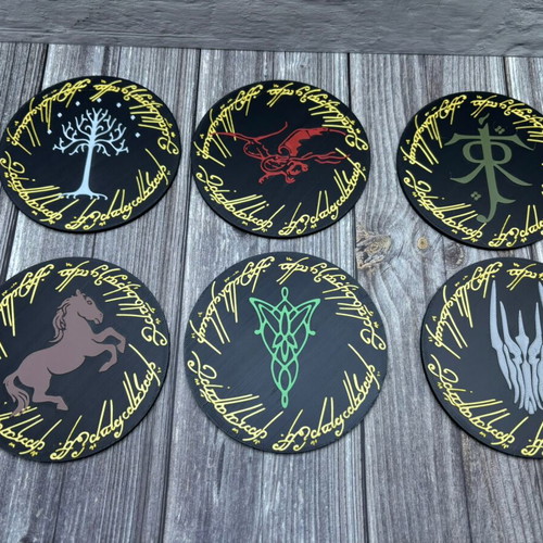 Lord of the Rings coasters with The One Ring base like new