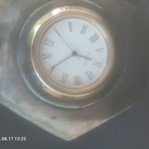 Quartz table clock, 100% solid brass, hexagonal design