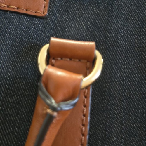 Michael Kors Denim Hamilton handbag used with leather details and gold lock
