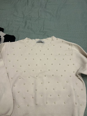 Zara sweater with pearls, beige, size M