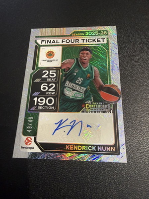 2025-26 Panini Contenders Euroleague Kendrick Nunn autograph card like new
