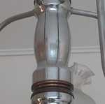 Φωτιστικό οροφής vintage 70s 5φωτο με inox σκελετό και ξύλινα στοιχεία