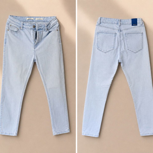 Stradivarius Cropped Skinny Jeans used, turquoise, size EUR 38 (M)