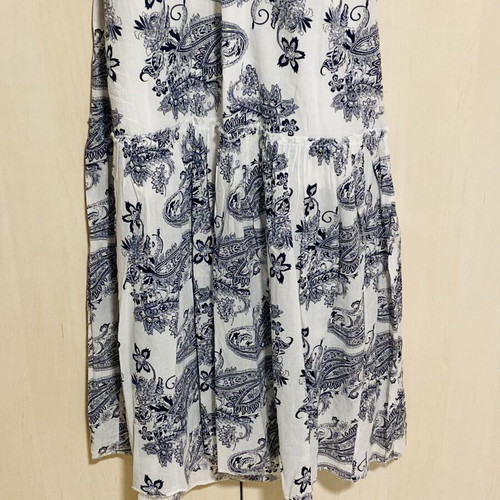 Zara maxi dress like new, white with blue patterns, cotton