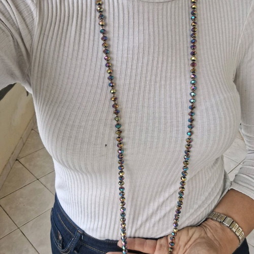 Long polymorphic necklace with purple crystals new