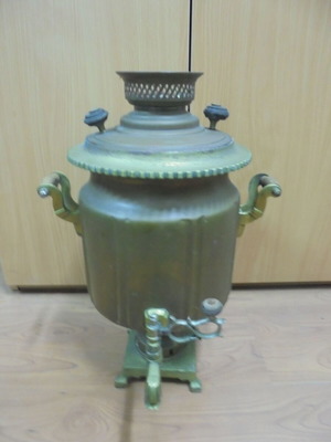 Старинен самовар от мед и месинг употребяван, колекционерска находка