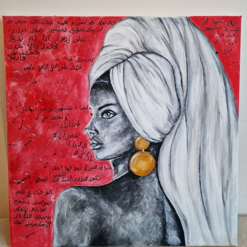 Painting "Hidden Words" acrylic on canvas 40x40cm