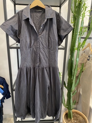 Zara cotton midi dress black used, short sleeve, sizes S/M