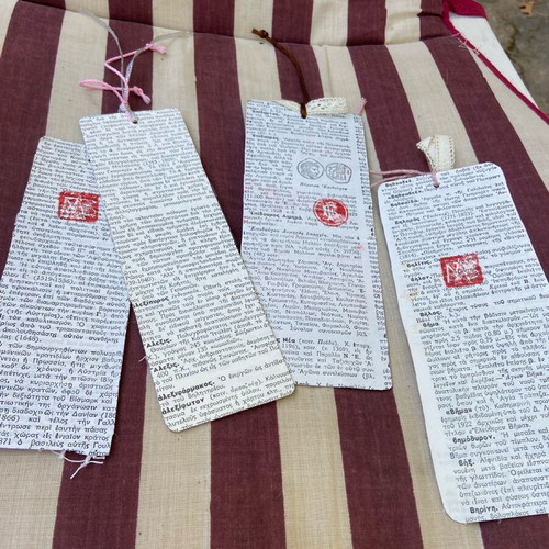 Handmade bookmarks with lace, fabric and collage, set of 4, new