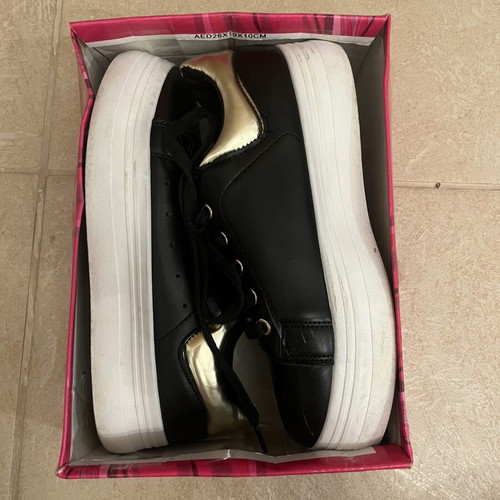Black platform sneakers size 38 like new with white sole