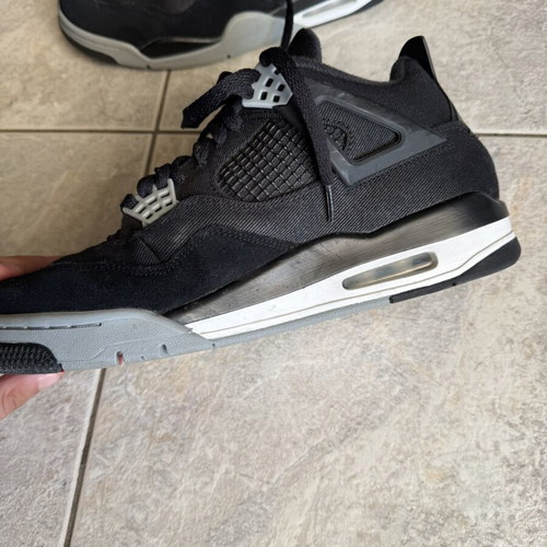 Air Jordan 4 Retro Black Canvas sneakers, size 44