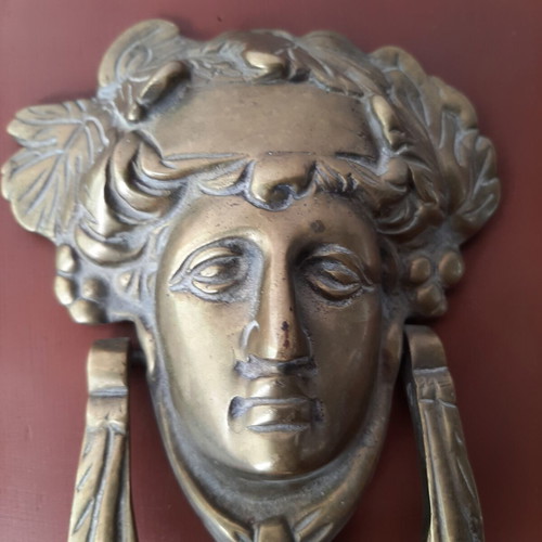 Bronze door knocker with Dionysus design, like new