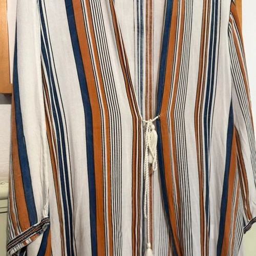 Long Kimono striped, like new, white and orange by Achilleas Accessories