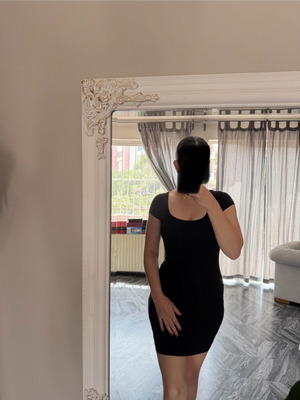 H&M Black Mini Bodycon Dress used, basic fitted