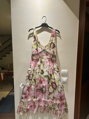 NASSOS couture printed dress like new, elegant and romantic
