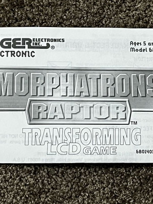 TIGER εγχειρίδιο χρήσης για το MORPHATRONS RAPTOR σαν καινούργιο