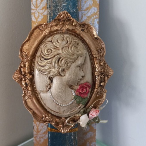Easter candle new on wooden base 34×3 cm