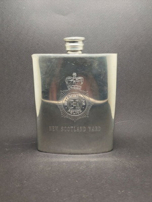 Scotland Yard flask used, pewter construction, made in England
