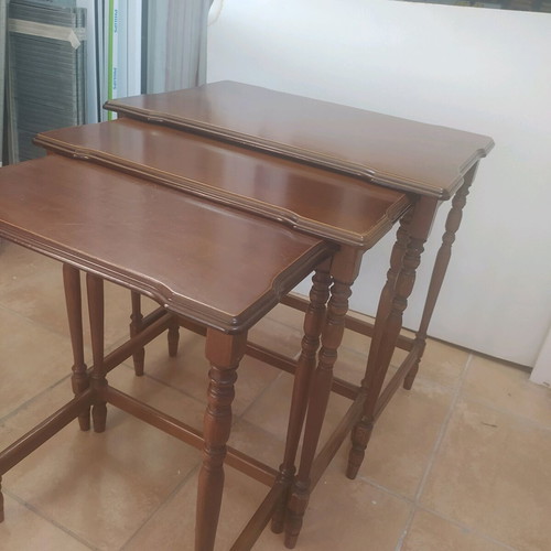 Three wooden side tables for living room like new