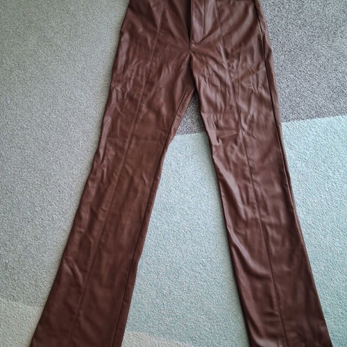 Zara leather-look pants brown like new, size S