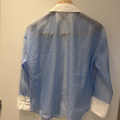 Zara baby blue striped shirt like new, size S fits M loose style