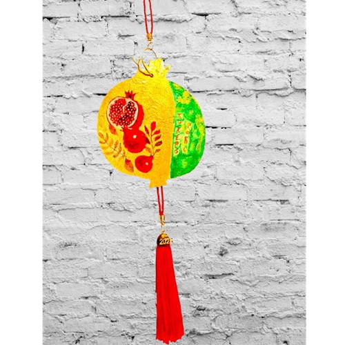 Handmade 2026 wooden pomegranate charm with large red tassel new