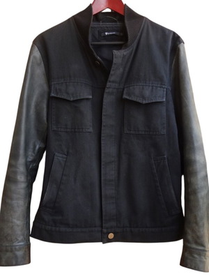 T by Alexander Wang Jean jacket with leather sleeves used, black, size M