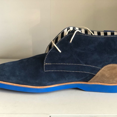 Floris Van Bommel shoes new, blue, natural suede, boots