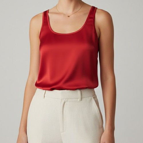 Theory satin matte sleeveless blouse Medium like new, red