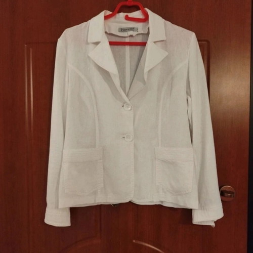 Provetto white summer jacket, cotton fabric, size M-L