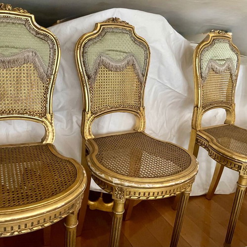 Set of 4 Louis XVI chairs used, antiques over 100 years old