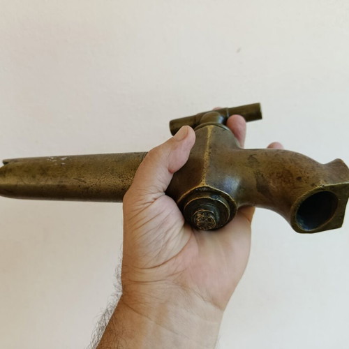 Large brass faucet used, antique, functional