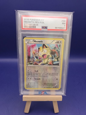 Pokemon TCG Meowth Reverse Foil card new, PSA grade 7