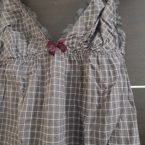 Oysho checkered nightdress like new, lace detail, size S