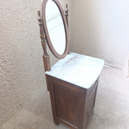Antique Lavomano Dressing Table with Marble Top and Oval Mirror used