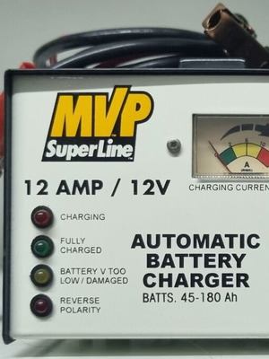 MVP SuperLine αυτόματος φορτιστής μπαταριών αυτοκινήτων 12AMP/12V, 45-180Ah